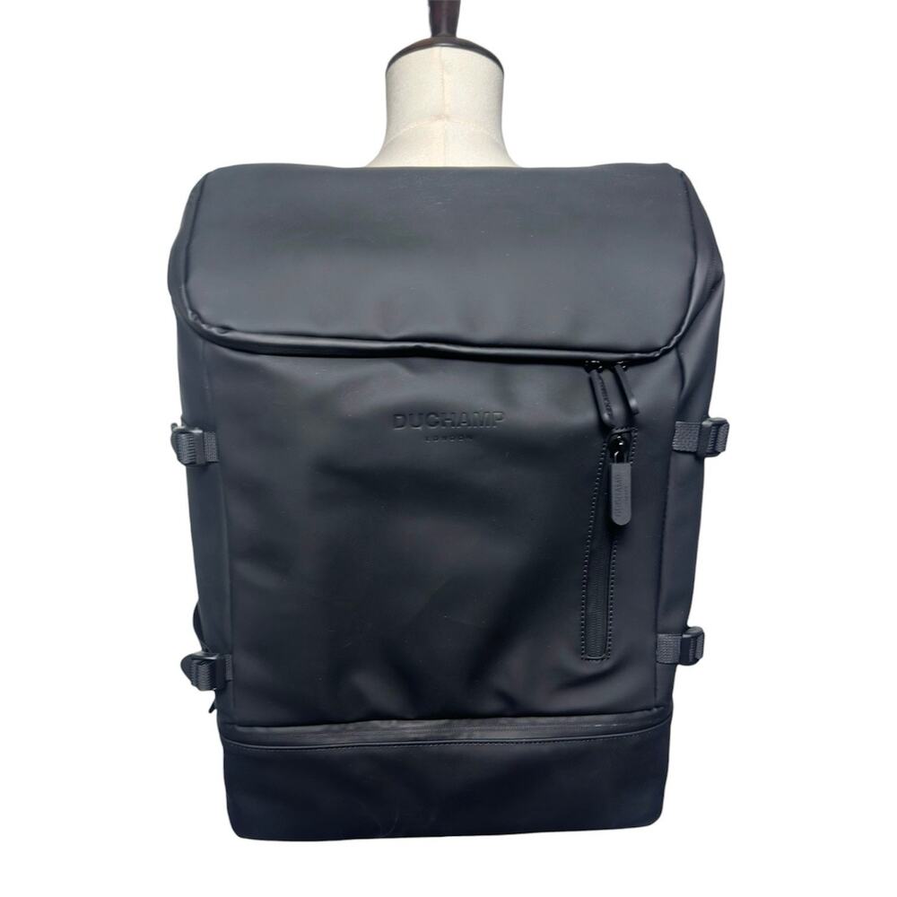 Duchamp London | Men | Black Rubberized Commuter Utility Travel Laptop Backpack